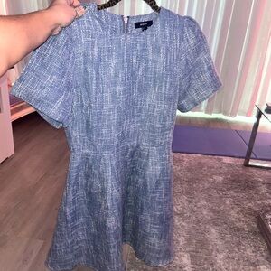 Aqua Textured Knit Mini Dress in Soft Blue